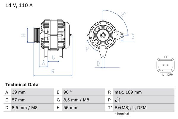 Generator 14V 110A Bosch 0 986 083 440 BOSCH