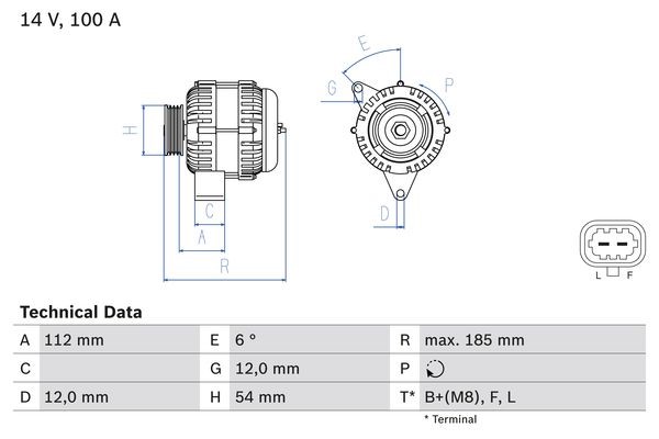 Generator 14V 100A Bosch 0 986 083 450 BOSCH