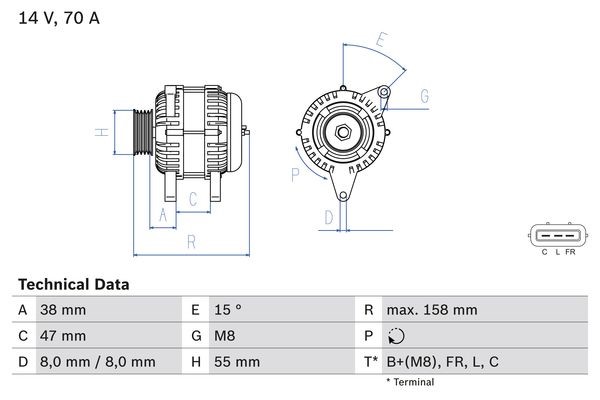 Generator 14V 70A Bosch 0 986 083 510 BOSCH