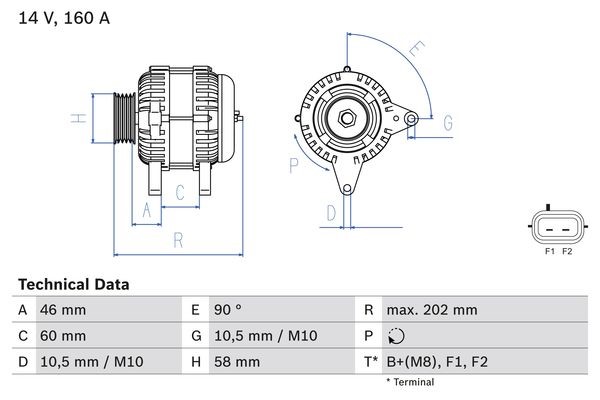 Generator 14V 160A Bosch 0 986 083 900 BOSCH