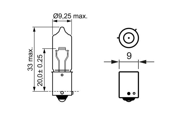 Halogenlampa BOSCH Pure Light WS H21W BAY9s, Fram, Bak BOSCH