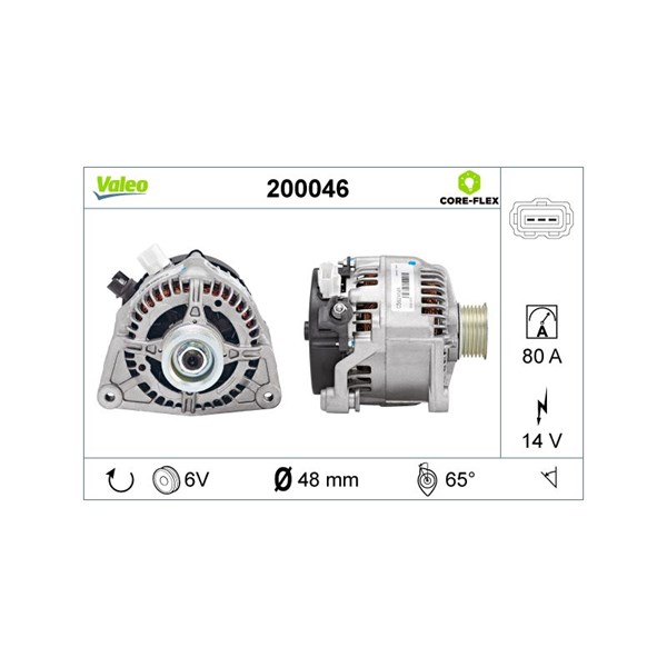 Generator 14V 80A Valeo Valeo core-flex 200046 VALEO