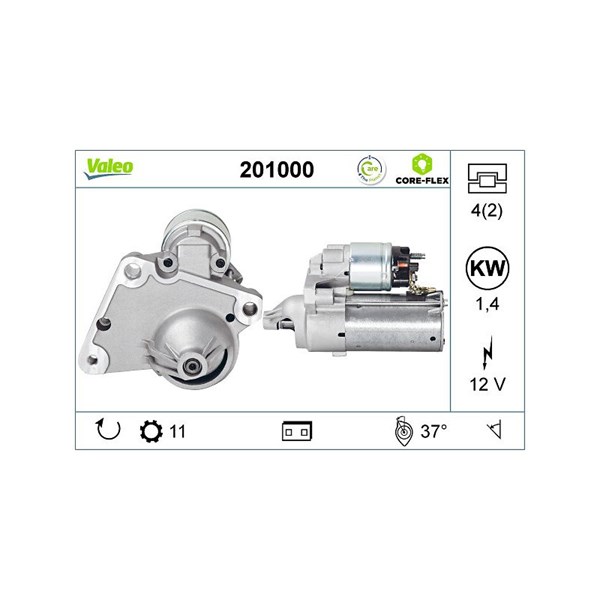 Startmotor 12V Valeo Valeo core-flex 201000 VALEO