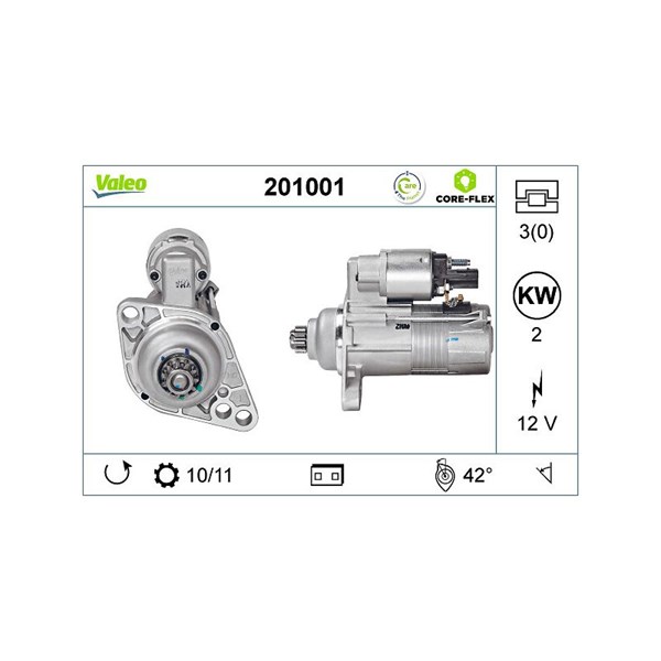 Startmotor 12V Valeo Valeo core-flex 201001 VALEO