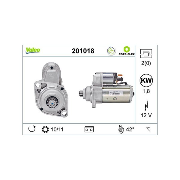 Startmotor 12V Valeo Valeo core-flex 201018 VALEO