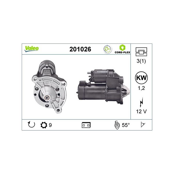 Startmotor 12V Valeo Valeo core-flex 201026 VALEO