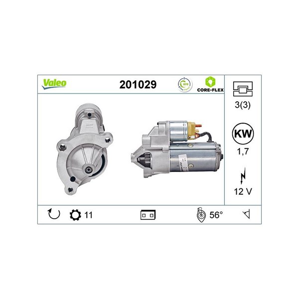 Startmotor 12V Valeo Valeo core-flex 201029 VALEO