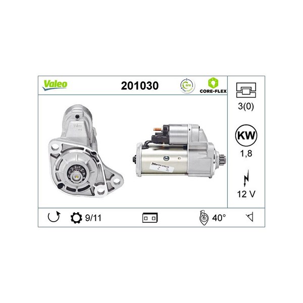 Startmotor 12V Valeo Valeo core-flex 201030 VALEO
