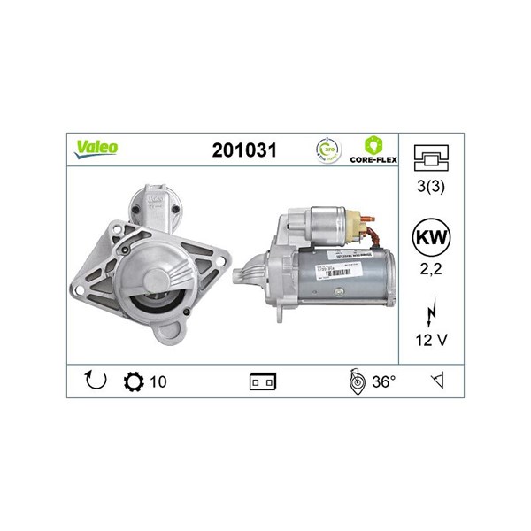 Startmotor 12V Valeo Valeo core-flex 201031 VALEO