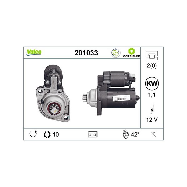 Startmotor 12V Valeo Valeo core-flex 201033 VALEO