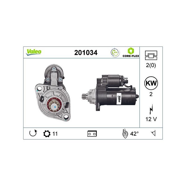 Startmotor 12V Valeo Valeo core-flex 201034 VALEO