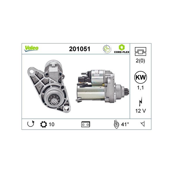 Startmotor 12V Valeo Valeo core-flex 201051 VALEO