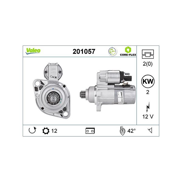 Startmotor 12V Valeo Valeo core-flex 201057 VALEO