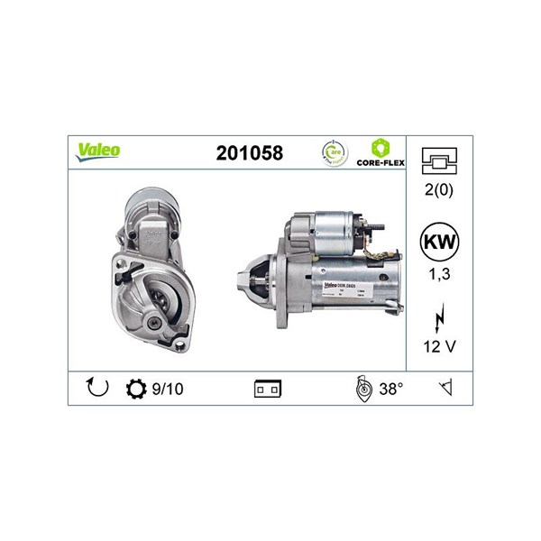 Startmotor 12V Valeo Valeo core-flex 201058 VALEO