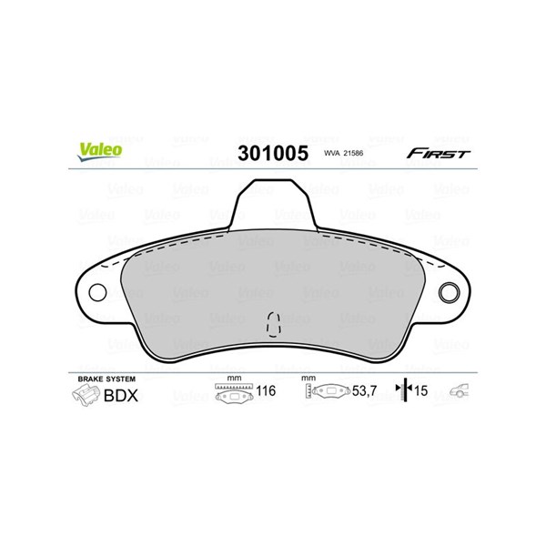 Bromsbeläggsats, Bakaxel Valeo 301005 VALEO