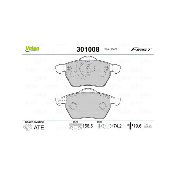 Bromsbeläggsats, Framaxel Valeo 301008 VALEO