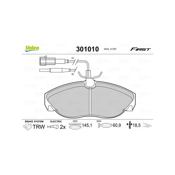 Bromsbeläggsats, Framaxel Valeo 301010 VALEO