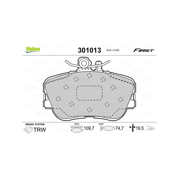 Bromsbeläggsats, Framaxel Valeo 301013 VALEO