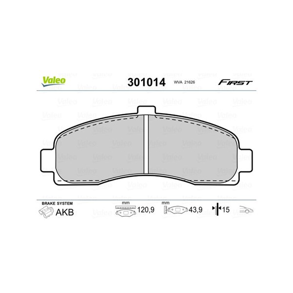 Bromsbeläggsats, Framaxel Valeo 301014 VALEO