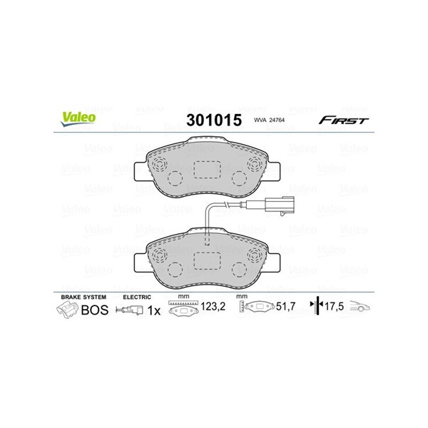 Bromsbeläggsats, Framaxel Valeo 301015 VALEO