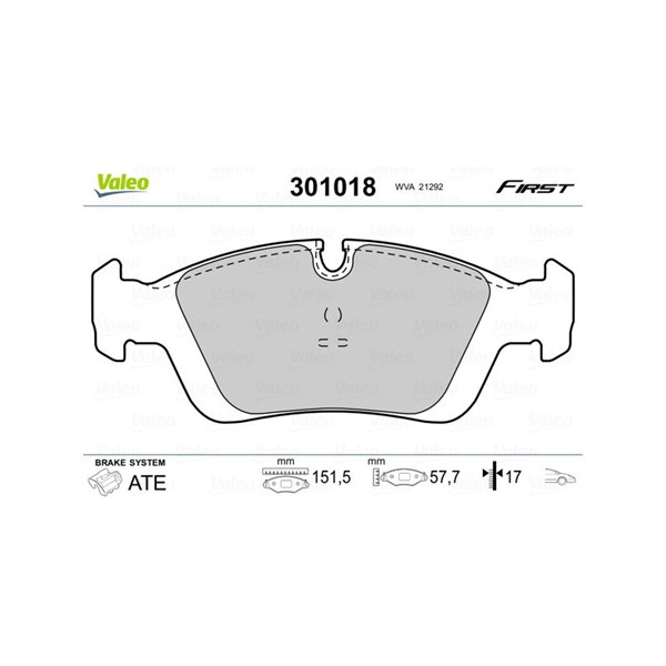 Bromsbeläggsats, Framaxel Valeo 301018 VALEO