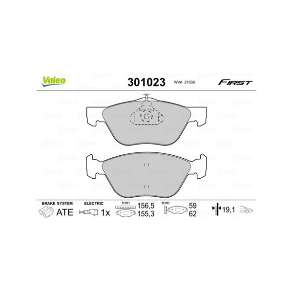 Bromsbeläggsats, Framaxel Valeo 301023 VALEO