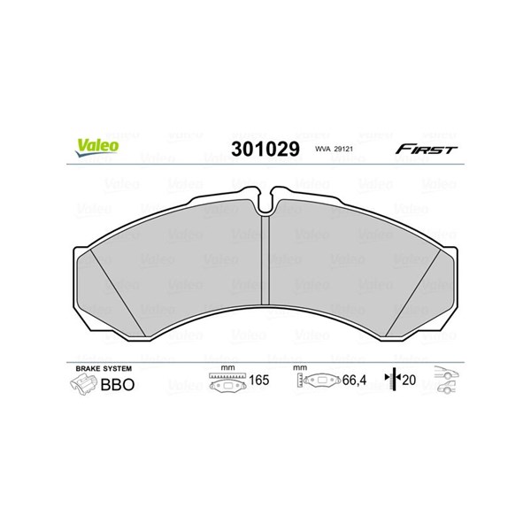 Bromsbeläggsats, Framaxel, Bakaxel Valeo 301029 VALEO