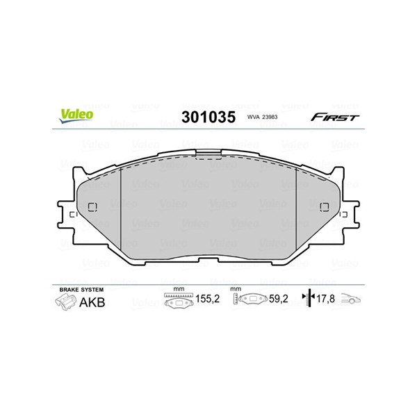 Bromsbeläggsats, Framaxel Valeo 301035 VALEO