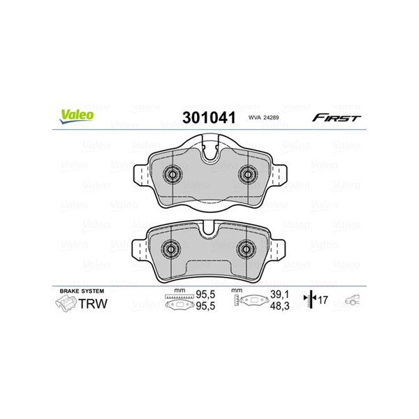 Bromsbeläggsats, Bakaxel Valeo 301041 VALEO