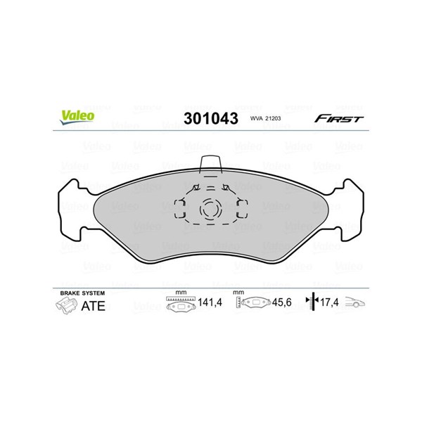 Bromsbeläggsats Solid, Framaxel Valeo 301043 VALEO