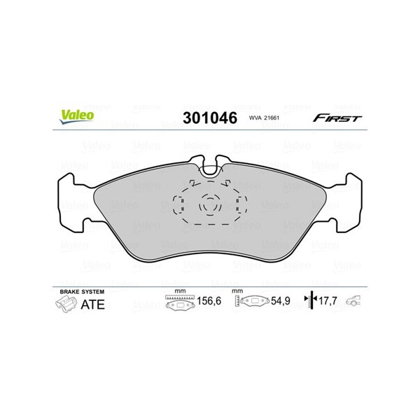 Bromsbeläggsats, Bakaxel Valeo 301046 VALEO