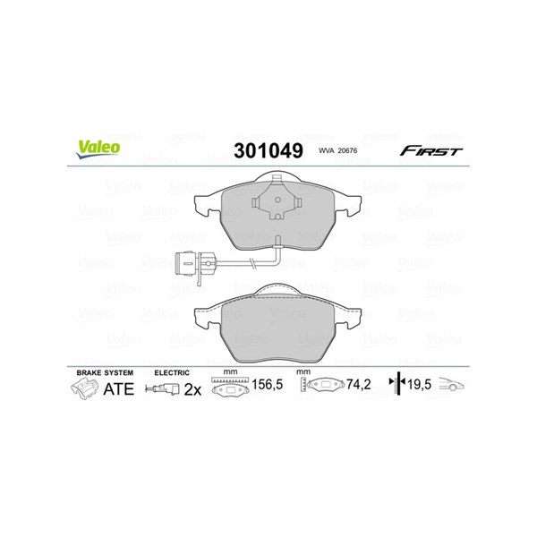Bromsbeläggsats, Framaxel Valeo 301049 VALEO