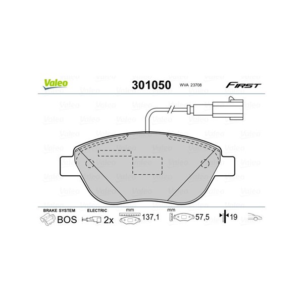 Bromsbeläggsats, Framaxel Valeo 301050 VALEO