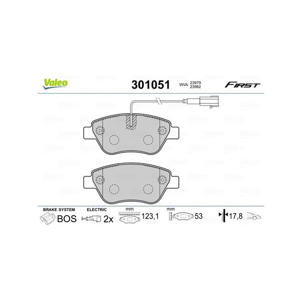 Bromsbeläggsats, Framaxel Valeo 301051 VALEO