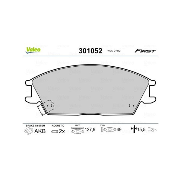 Bromsbeläggsats, Framaxel Valeo 301052 VALEO