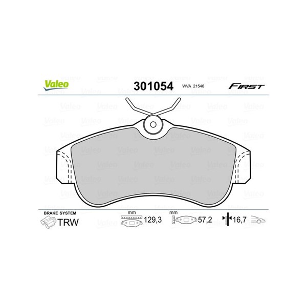 Bromsbeläggsats, Framaxel Valeo 301054 VALEO