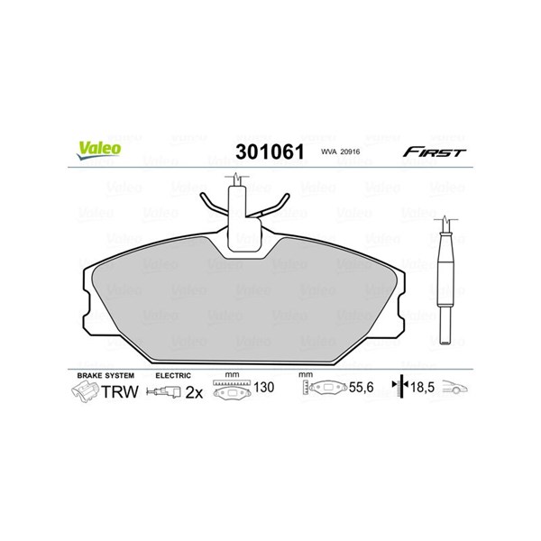 Bromsbeläggsats, Framaxel, Bakaxel Valeo 301061 VALEO