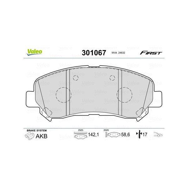 Bromsbeläggsats, Framaxel Valeo 301067 VALEO