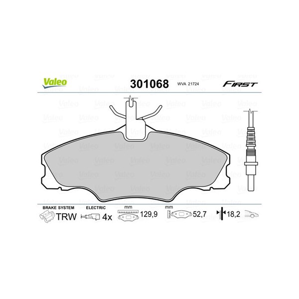 Bromsbeläggsats, Framaxel Valeo 301068 VALEO