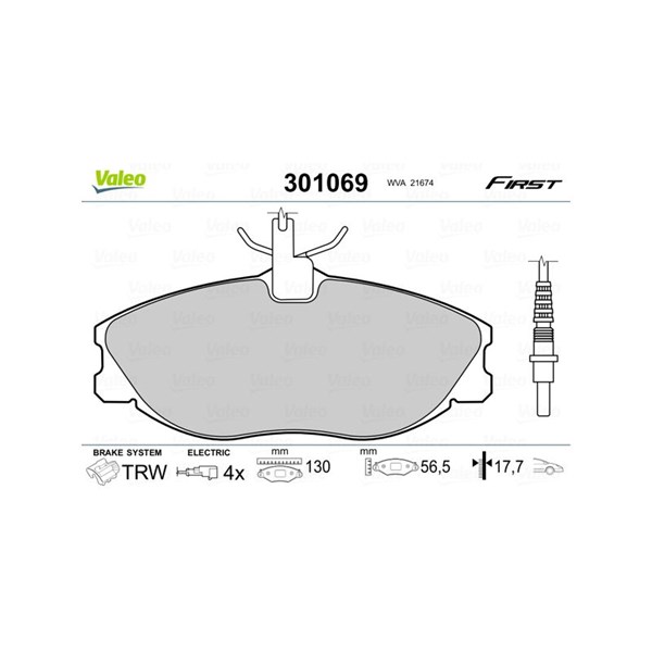 Bromsbeläggsats, Framaxel Valeo 301069 VALEO