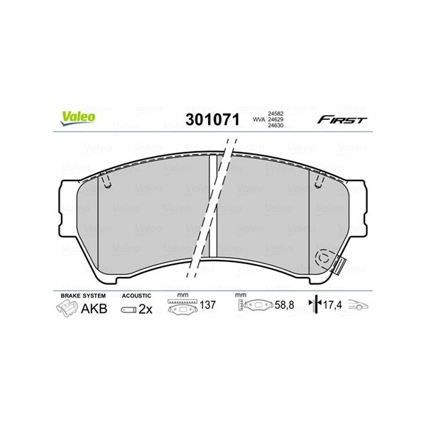 Bromsbeläggsats, Framaxel Valeo 301071 VALEO