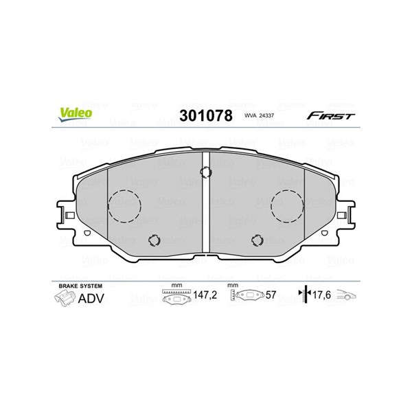 Bromsbeläggsats, Framaxel Valeo 301078 VALEO