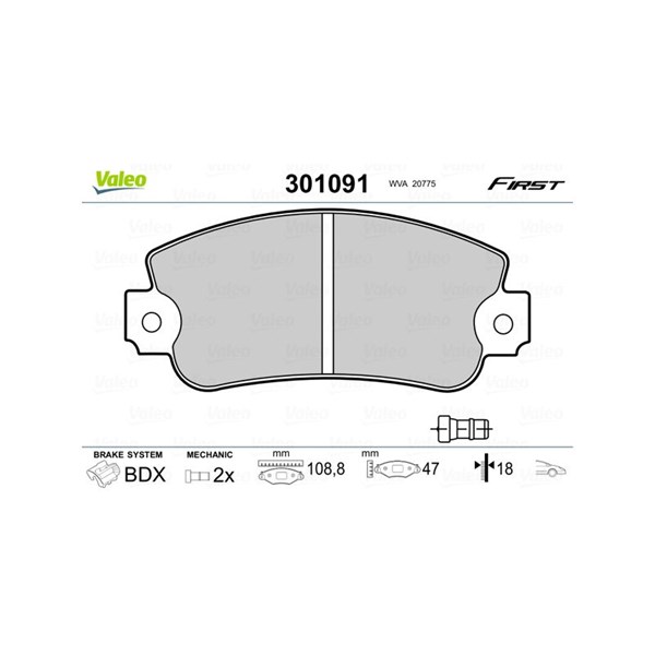 Bromsbeläggsats, Framaxel Valeo 301091 VALEO