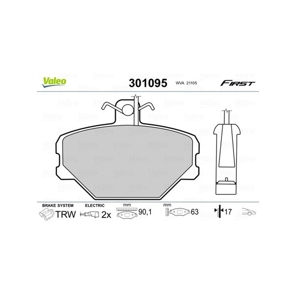 Bromsbeläggsats, Framaxel Valeo 301095 VALEO