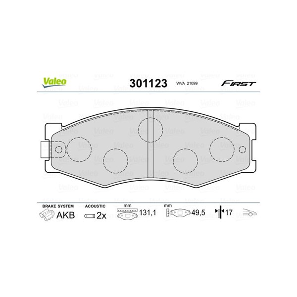 Bromsbeläggsats, Framaxel Valeo 301123 VALEO
