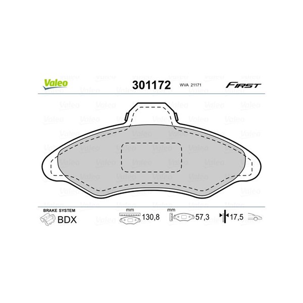 Bromsbeläggsats, Framaxel Valeo 301172 VALEO