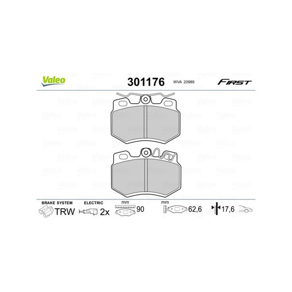 Bromsbeläggsats, Framaxel Valeo 301176 VALEO