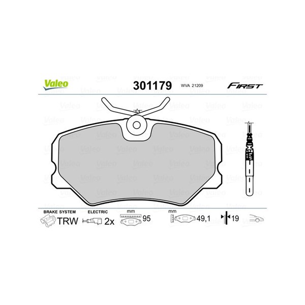Bromsbeläggsats, Framaxel Valeo 301179 VALEO