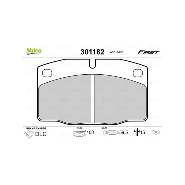 Bromsbeläggsats Solid, Framaxel Valeo 301182 VALEO Bromsbeläggsats Solid, Framaxel Valeo 301182 VALEO