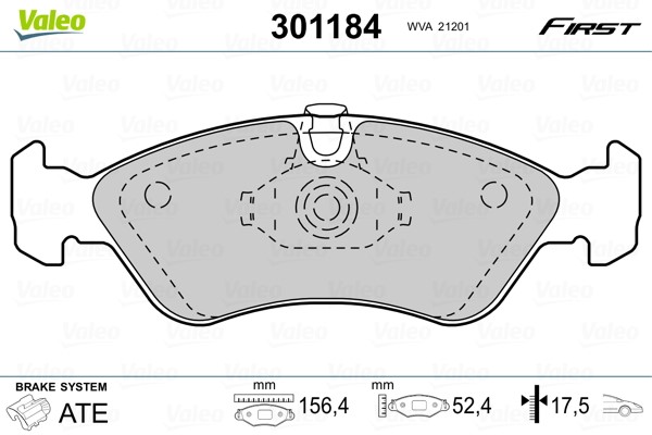 Bromsbeläggsats, Framaxel Valeo 301184 VALEO